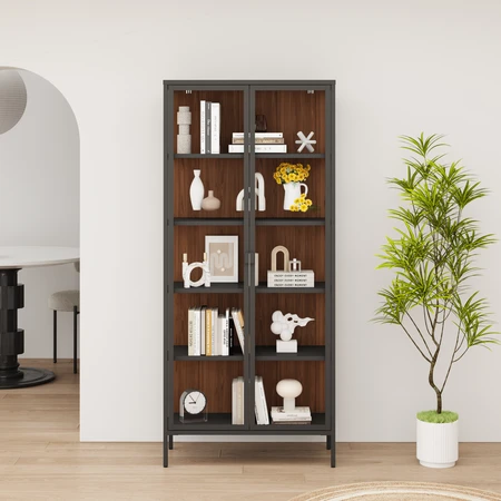 ויטרינה מעוצבת LUCIEN צבע שחור גב אגוז