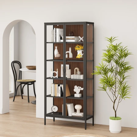 ויטרינה מעוצבת LUCIEN צבע שחור גב אגוז