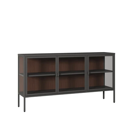 מזנון ויטרינה מעוצבת ESSENCE צבע שחור גב אגוז