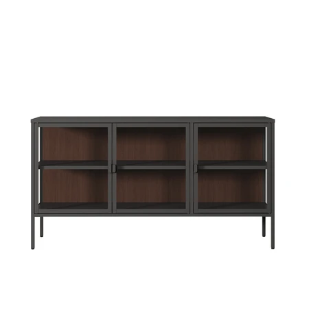 מזנון ויטרינה מעוצבת ESSENCE צבע שחור גב אגוז